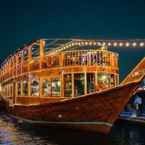 Dubai Creek dhow cruise tickets traditional dinner boat lower deck