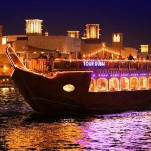Dubai Creek dhow cruise tickets traditional dinner boat lower deck